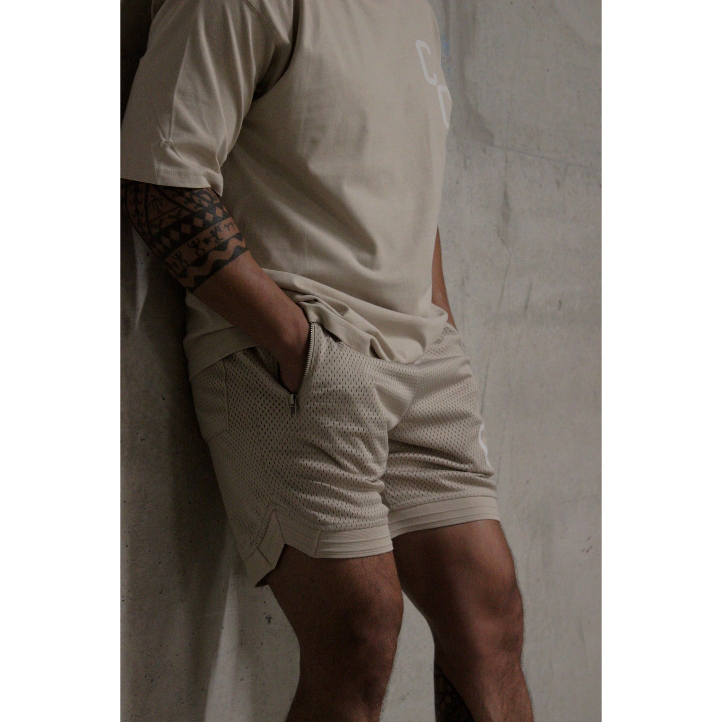 Beige Dunk Shorts