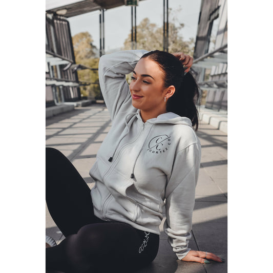 Beige Lifestyle Zip-Up Hoodie